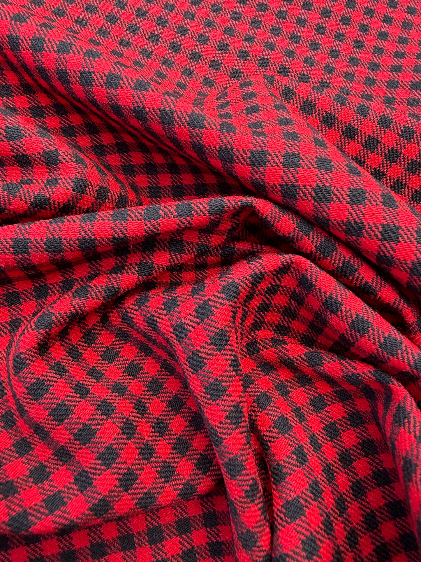 WOOL EDIT 036 red/black 3mm checkered stretch fabric with wool