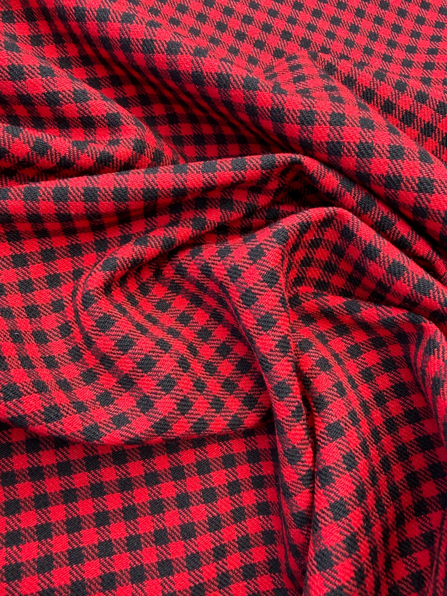 WOOL EDIT 036 red/black 3mm checkered stretch fabric with wool