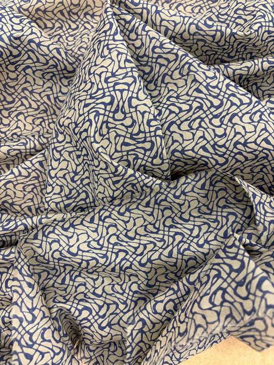 EMILE 030 navy/brown monchrome print cotton voile