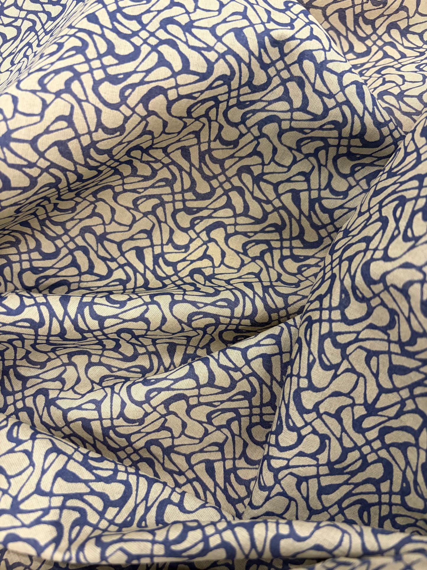 EMILE 030 navy/brown monchrome print cotton voile