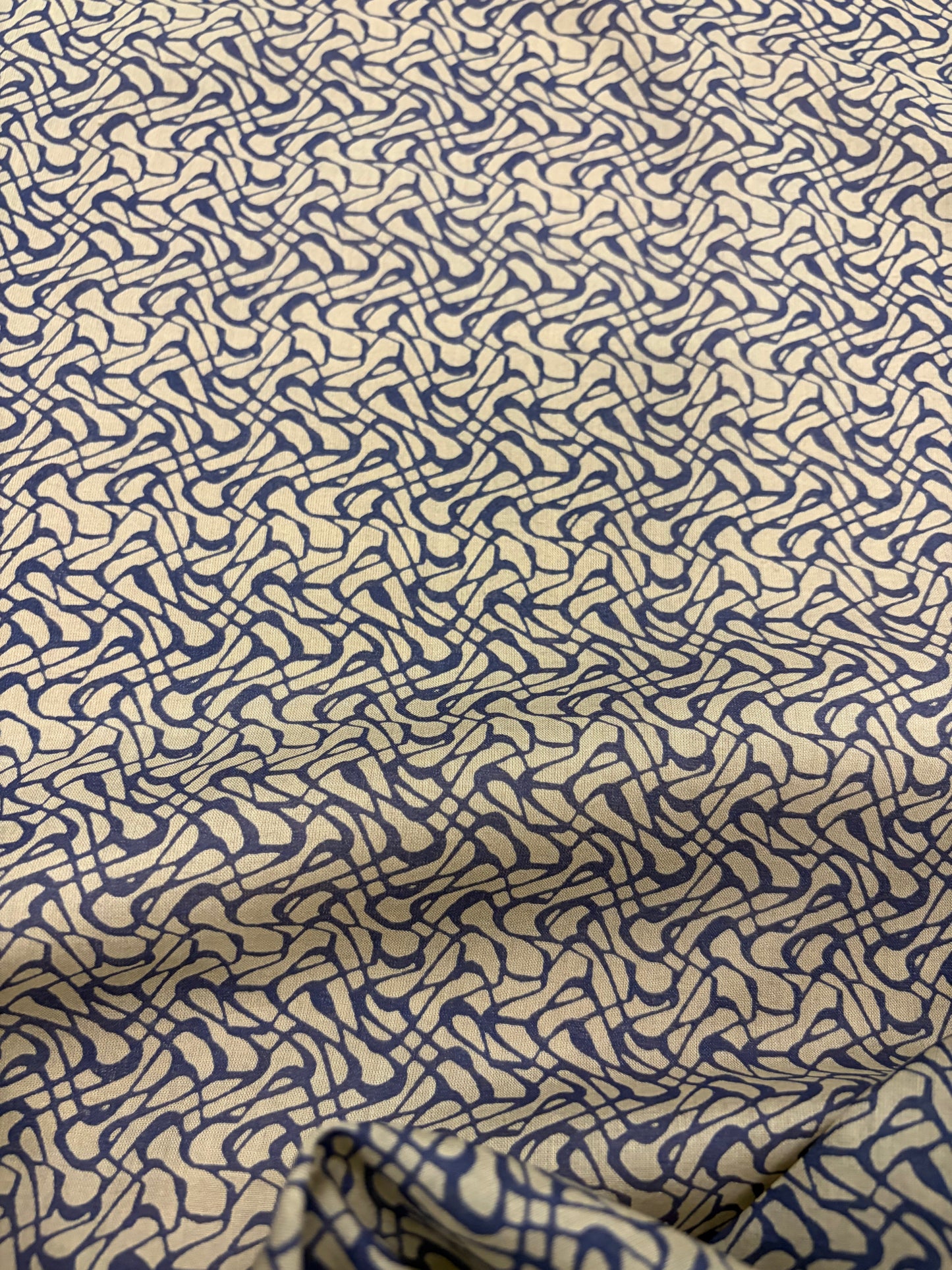 EMILE 030 navy/brown monchrome print cotton voile