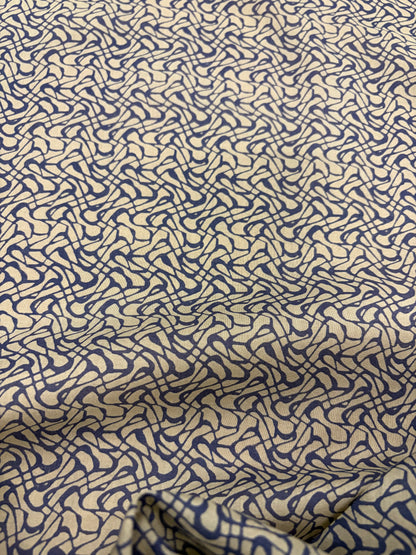 EMILE 030 navy/brown monchrome print cotton voile