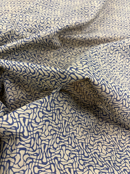 EMILE 030 navy/brown monchrome print cotton voile