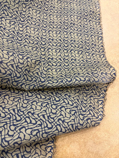 EMILE 030 navy/brown monchrome print cotton voile