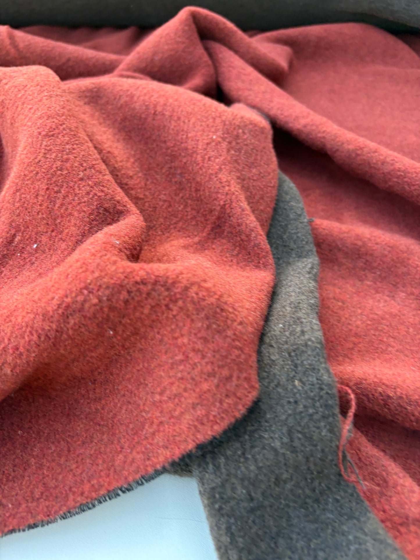 WOOL EDIT 038 brique/grey  double face boiled wool