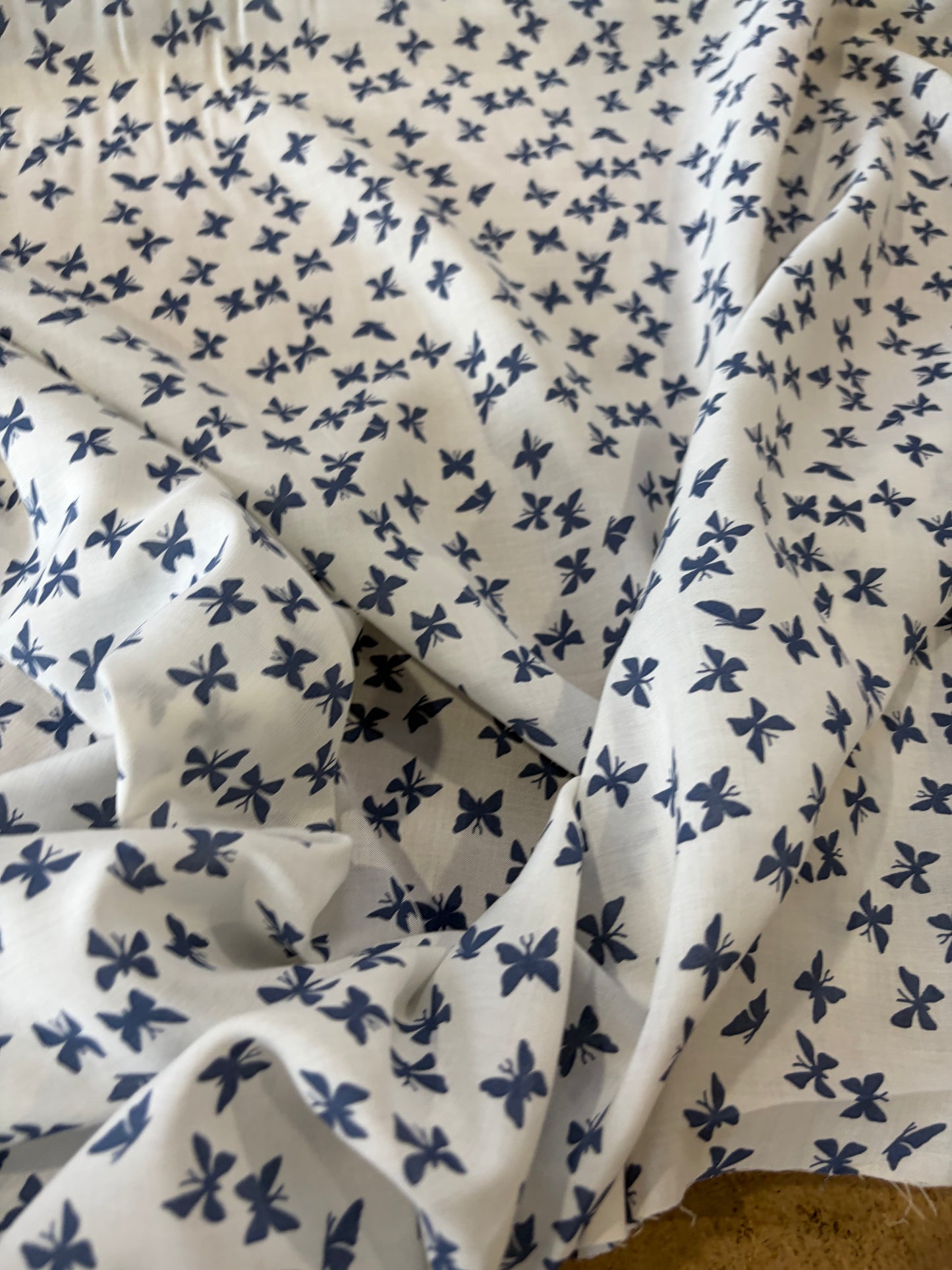 KRUSTY 025 indigo butterflies cotton voile print