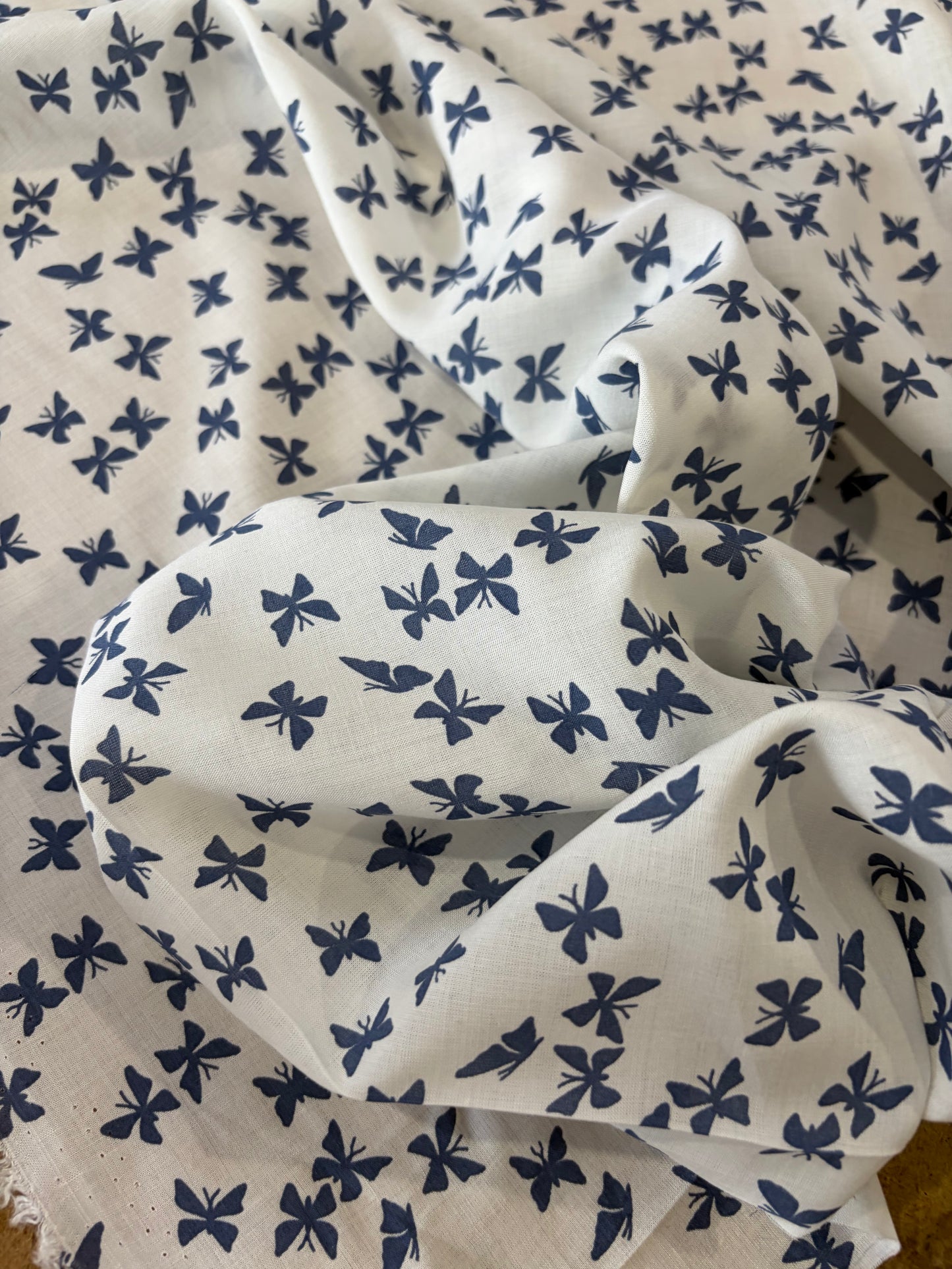 KRUSTY 025 indigo butterflies cotton voile print