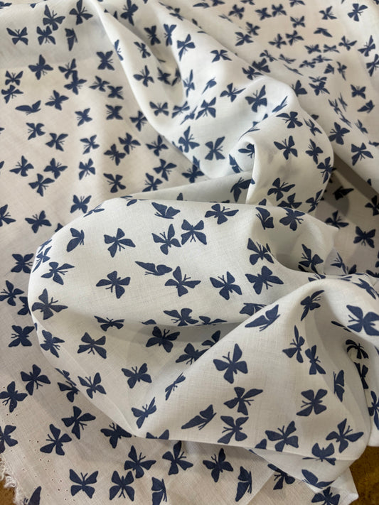 KRUSTY 025 indigo butterflies cotton voile print
