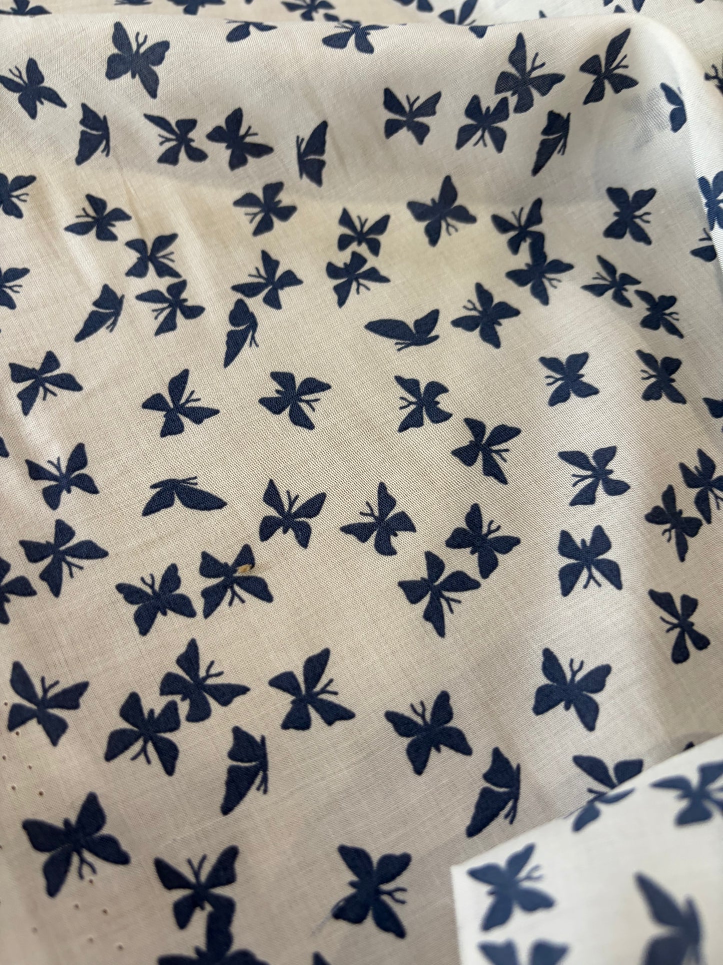 KRUSTY 025 indigo butterflies cotton voile print
