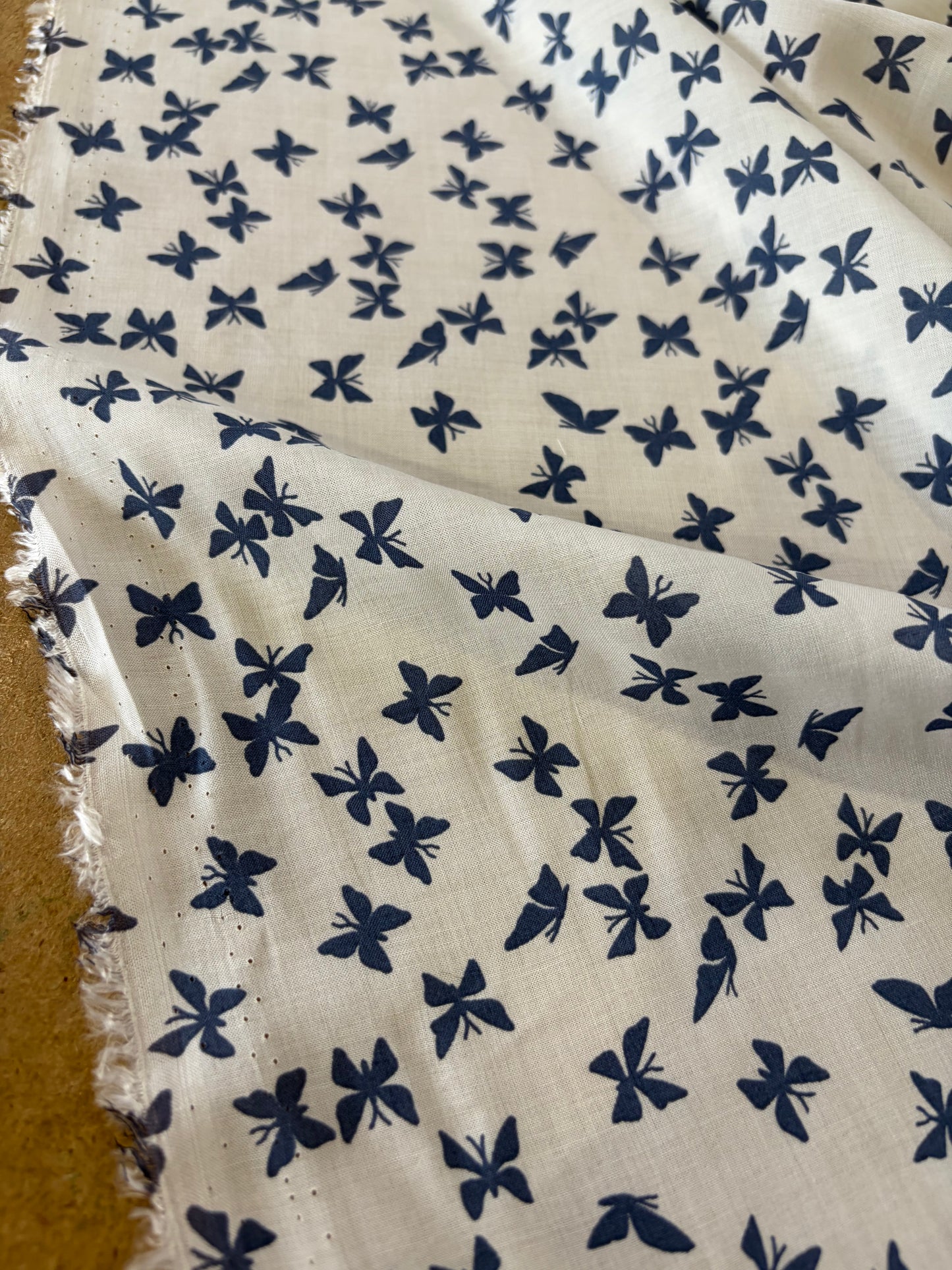 KRUSTY 025 indigo butterflies cotton voile print