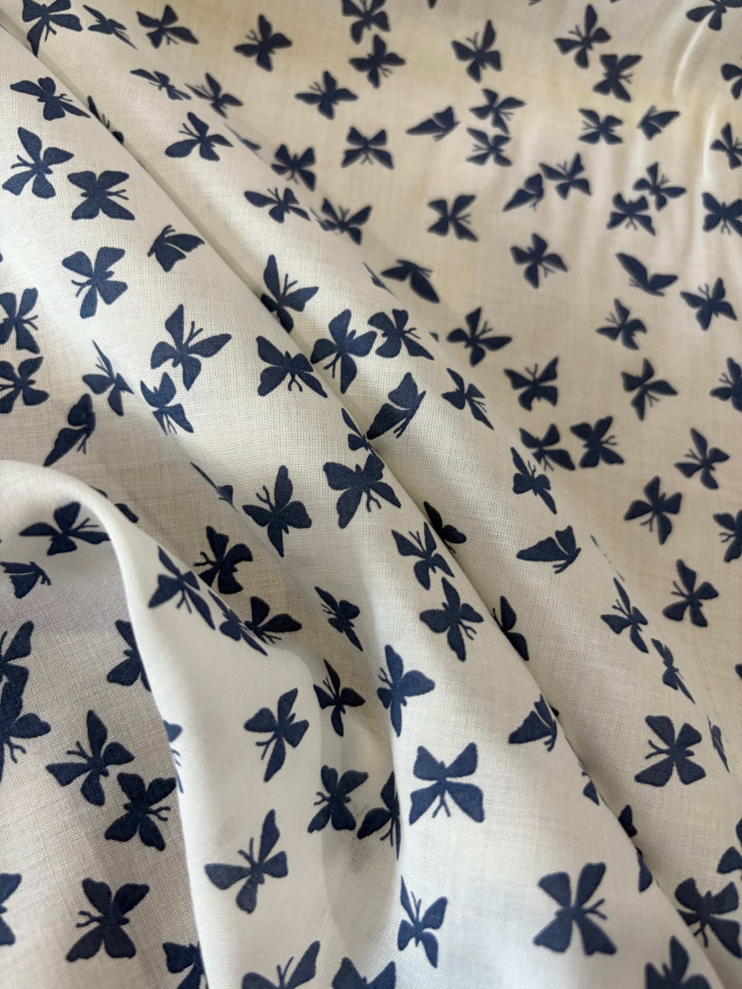 KRUSTY 025 indigo butterflies cotton voile print