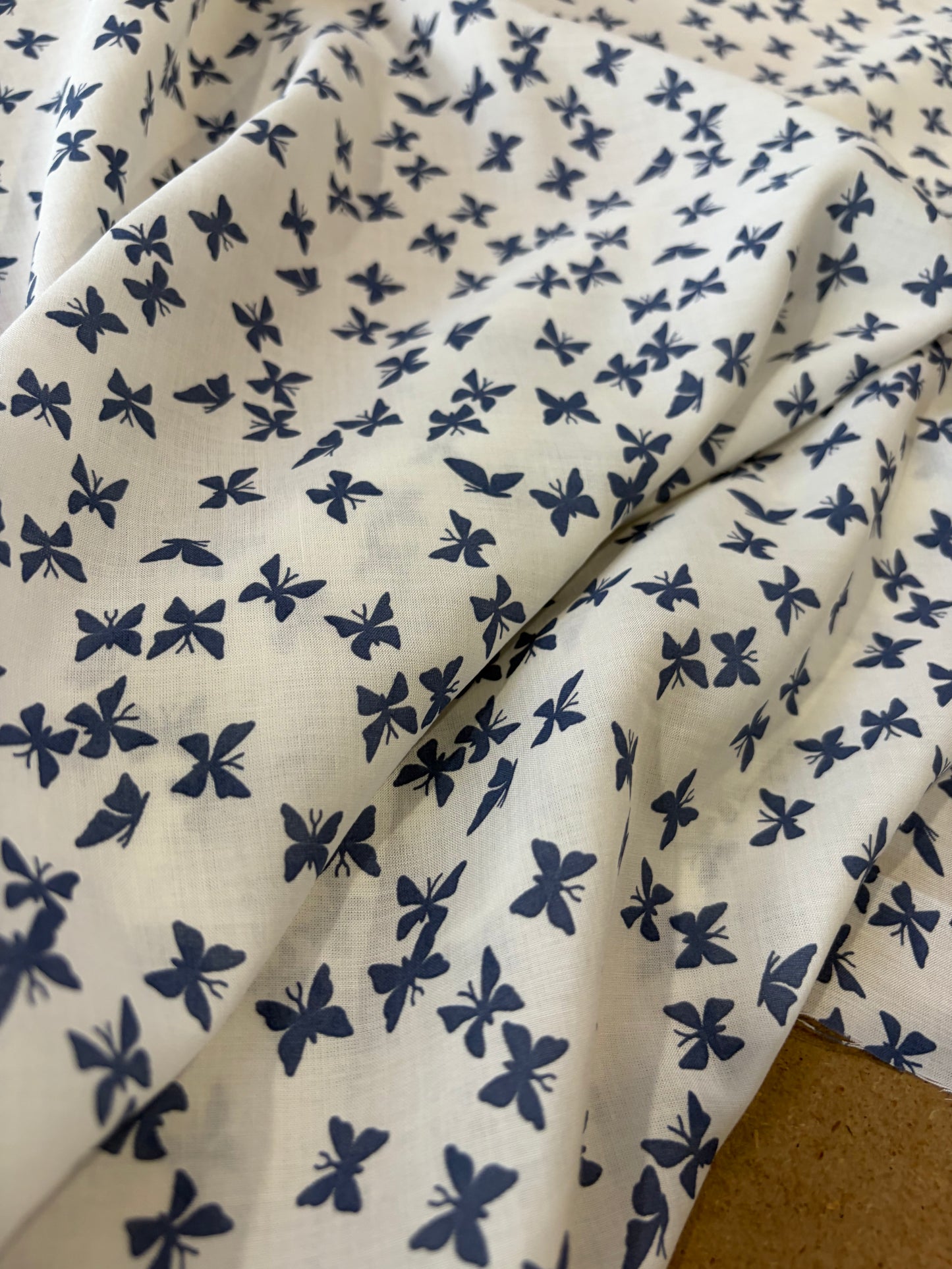 KRUSTY 025 indigo butterflies cotton voile print