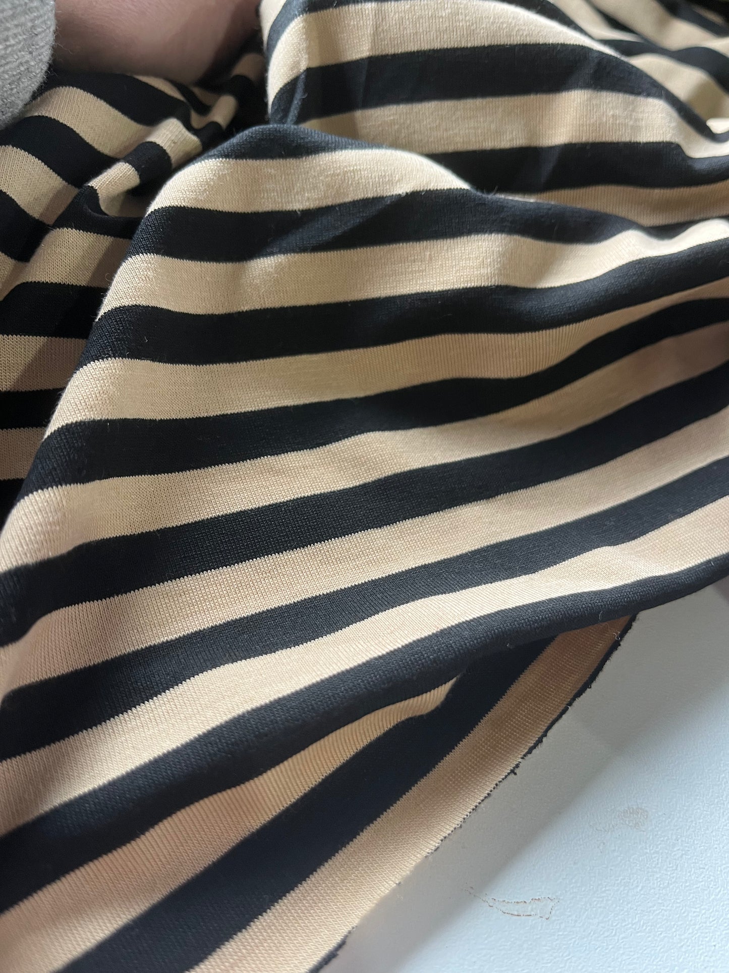 ALESSIA 009 viscose jersey stripes brushed sand/black