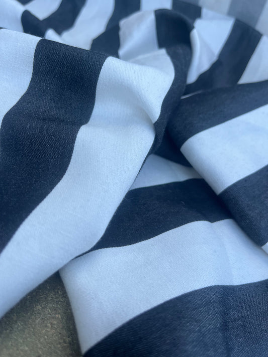 JUSTIN 002 viscose /linen black/white stripes