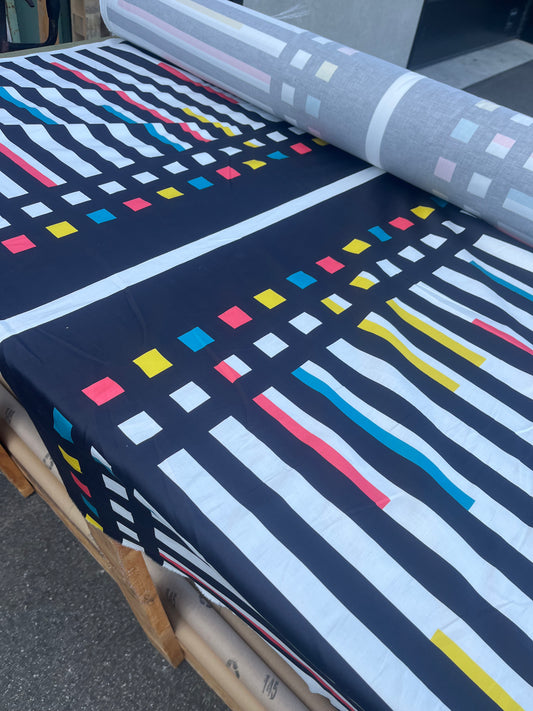 JUSTIN 003 poplin stretch with Mondriaan print