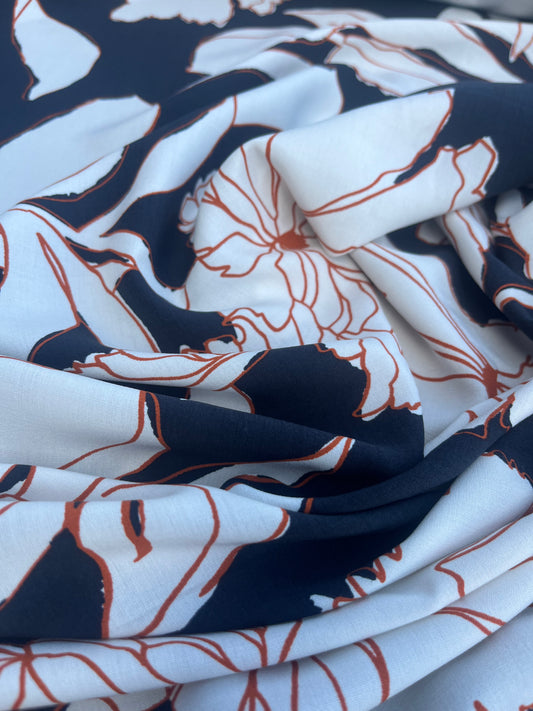 JUSTIN 004 viscose fibrane black.white flower