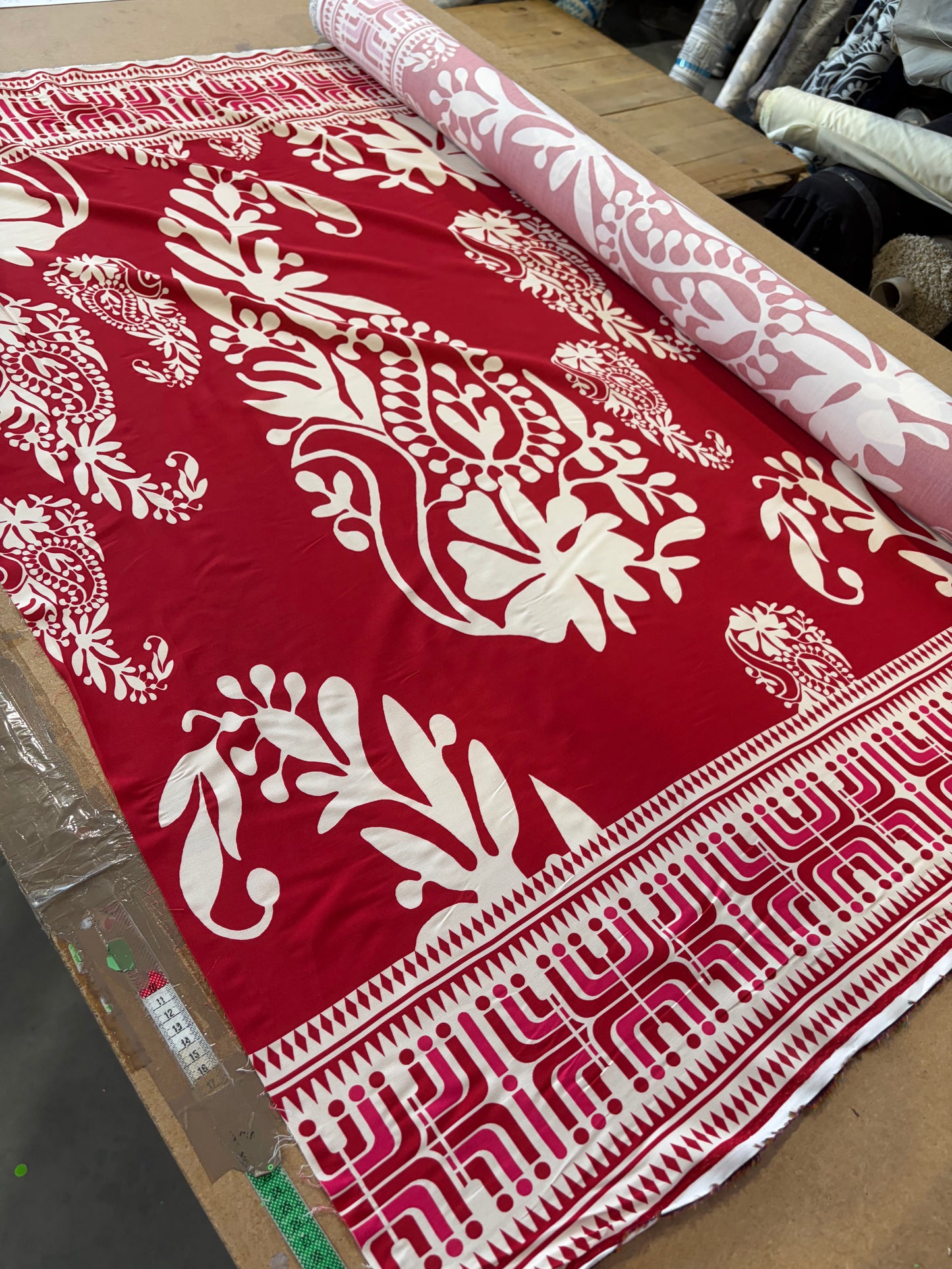 KRUSTY 034 red floral double border viscose print