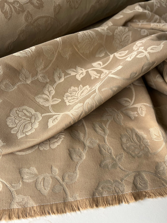 ALESSIA 019 cotton jacquard camel Japanese flowers