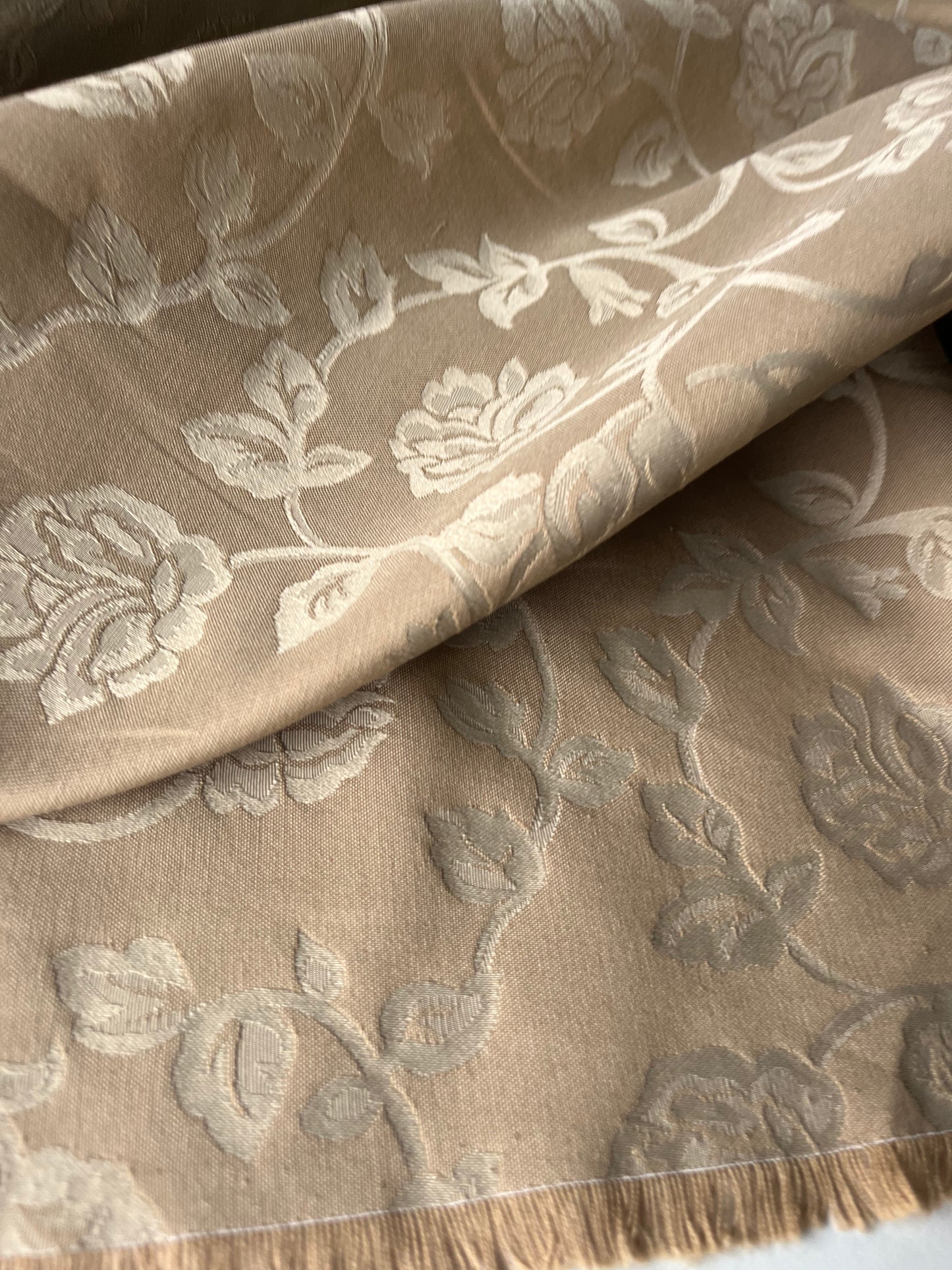 ALESSIA 019 cotton jacquard camel Japanese flowers