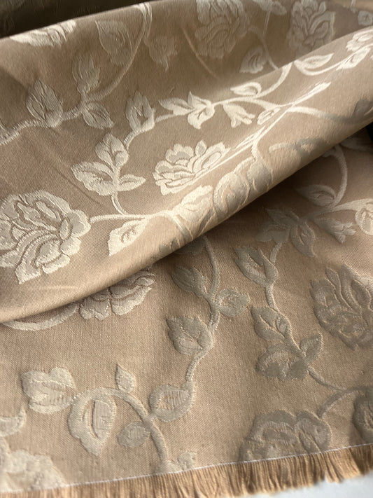 ALESSIA 019 cotton jacquard camel Japanese flowers