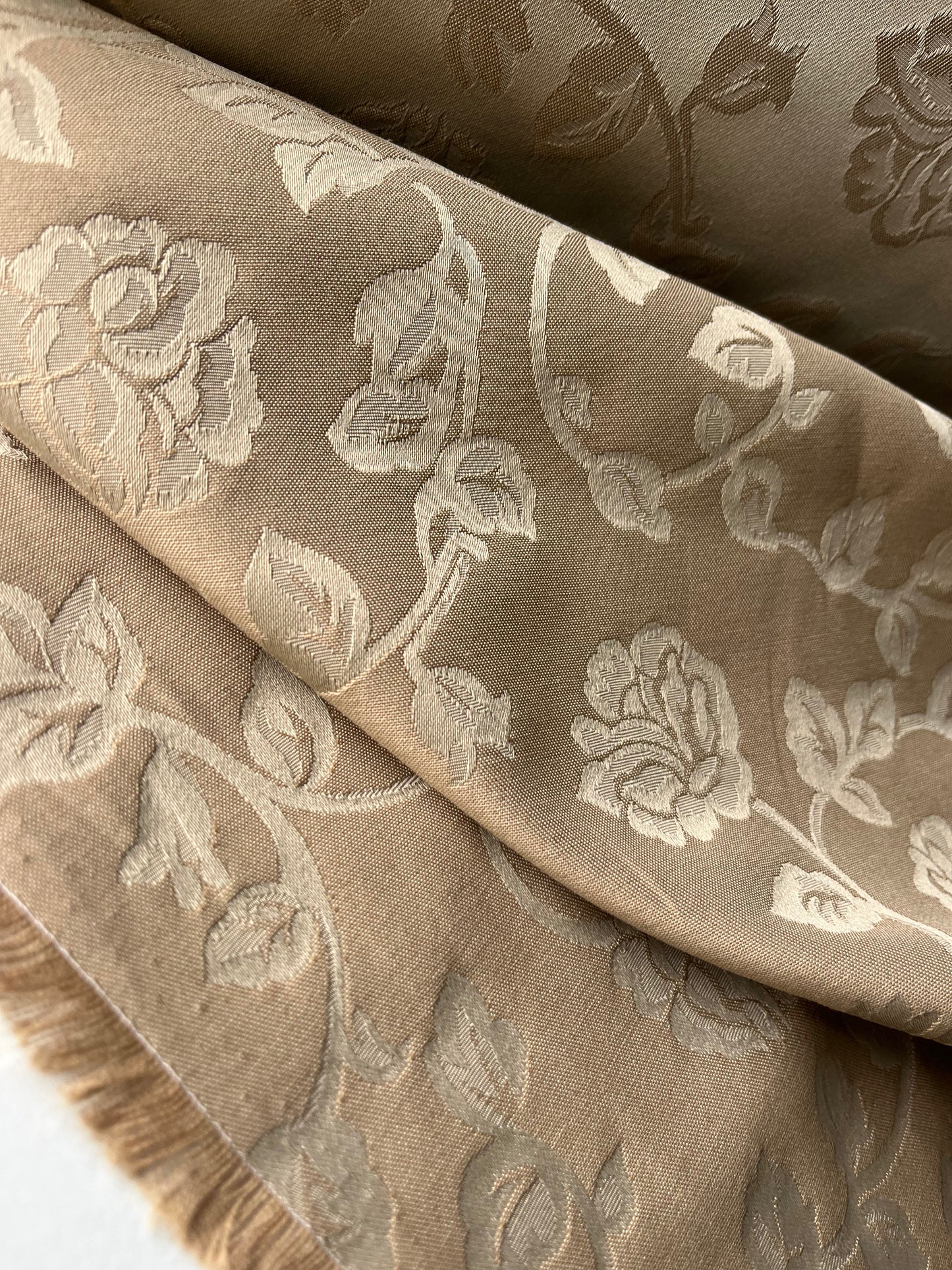 ALESSIA 019 cotton jacquard camel Japanese flowers
