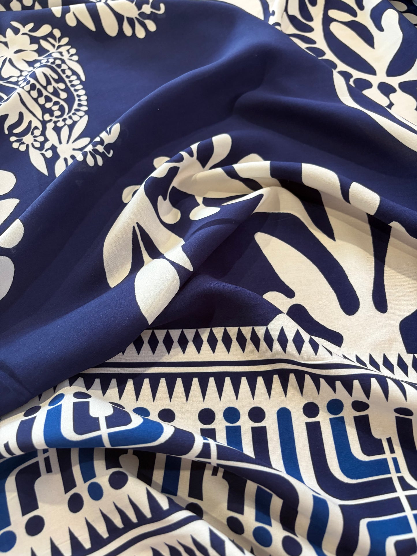 KRUSTY 035 blue floral double border viscose print