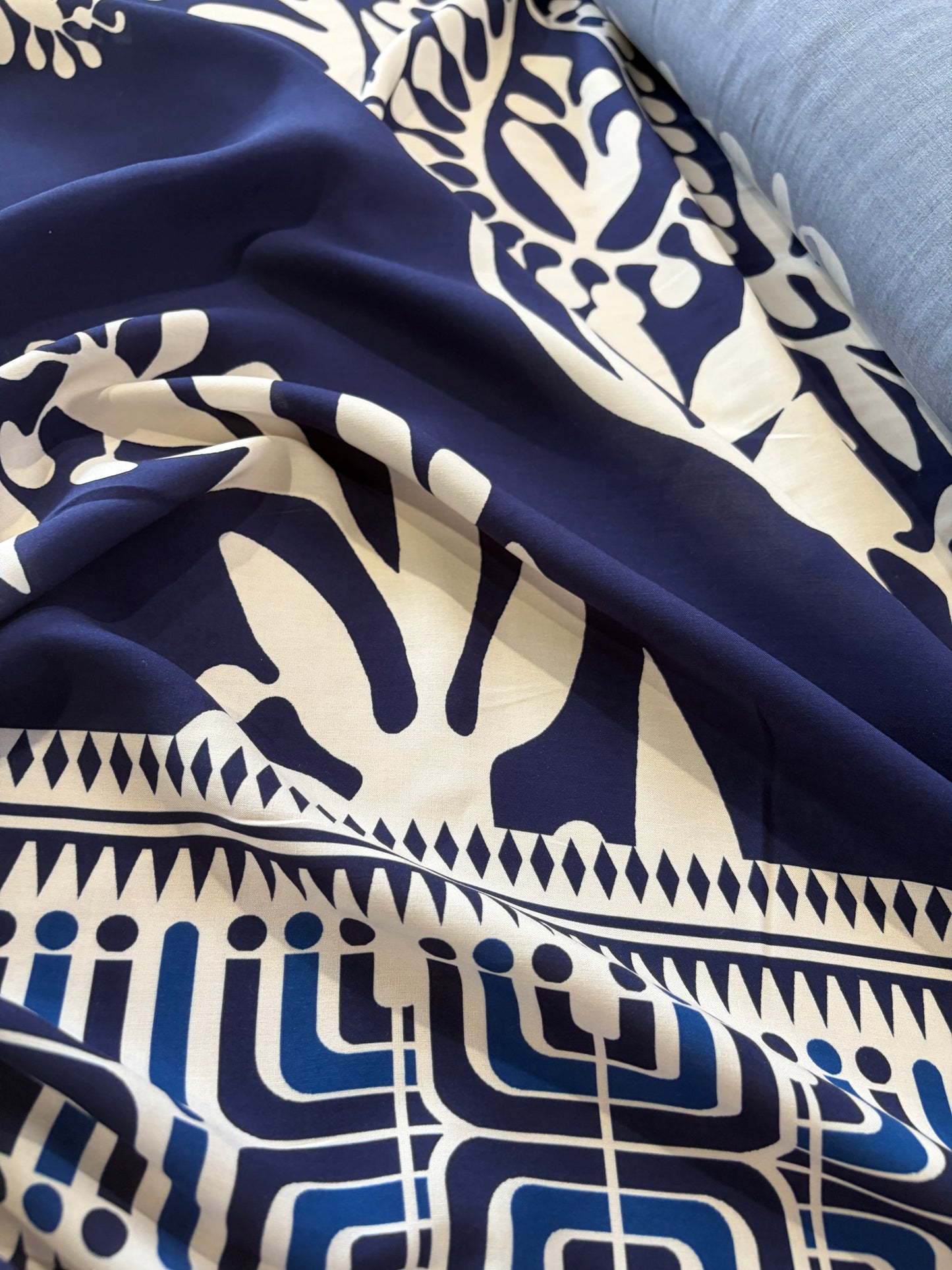 KRUSTY 035 blue floral double border viscose print