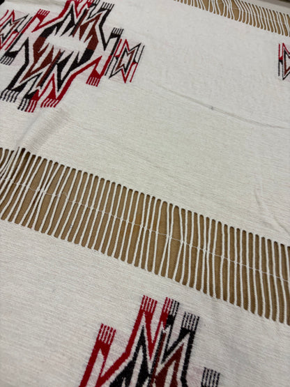 TASHA 010 heavy cotton/wool jacquard  with fringes