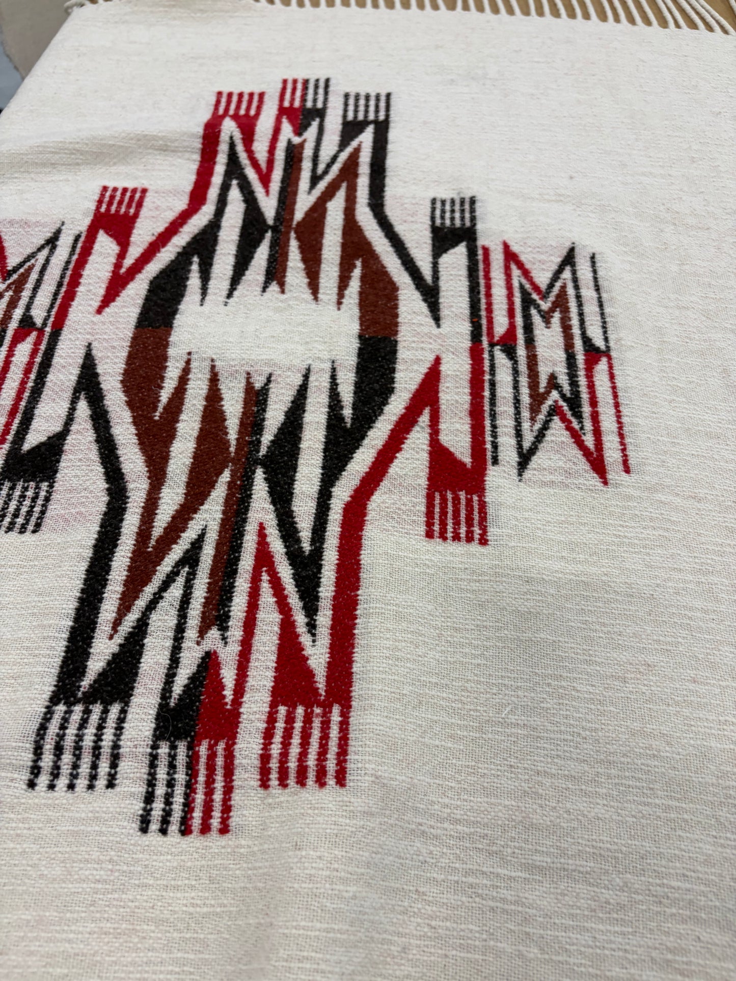TASHA 010 heavy cotton/wool jacquard  with fringes