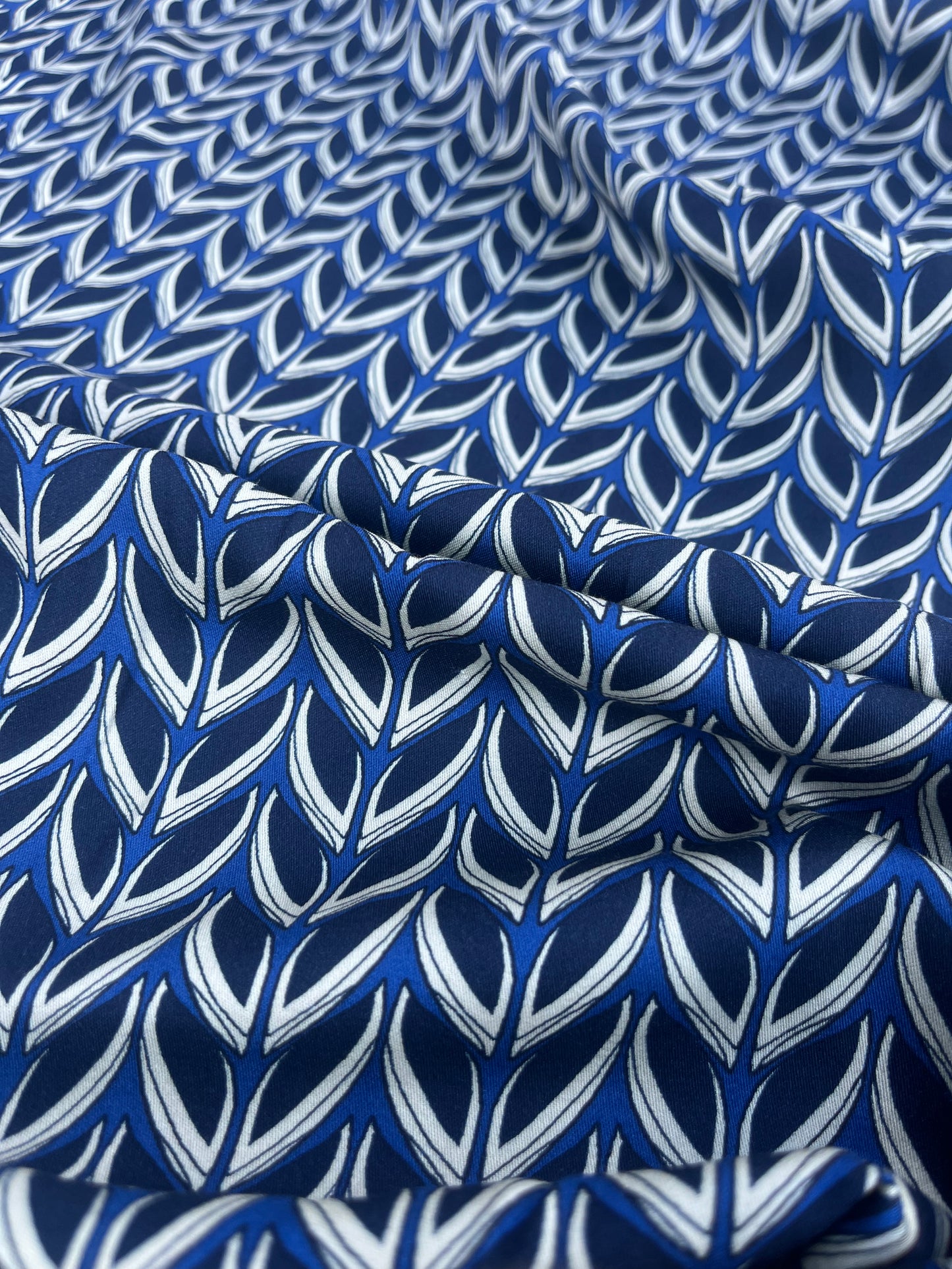 LC JUSTIN 011  viscose satin blue graphical design