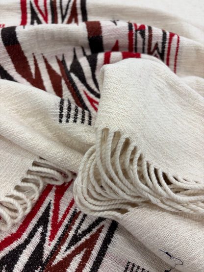 TASHA 010 heavy cotton/wool jacquard  with fringes