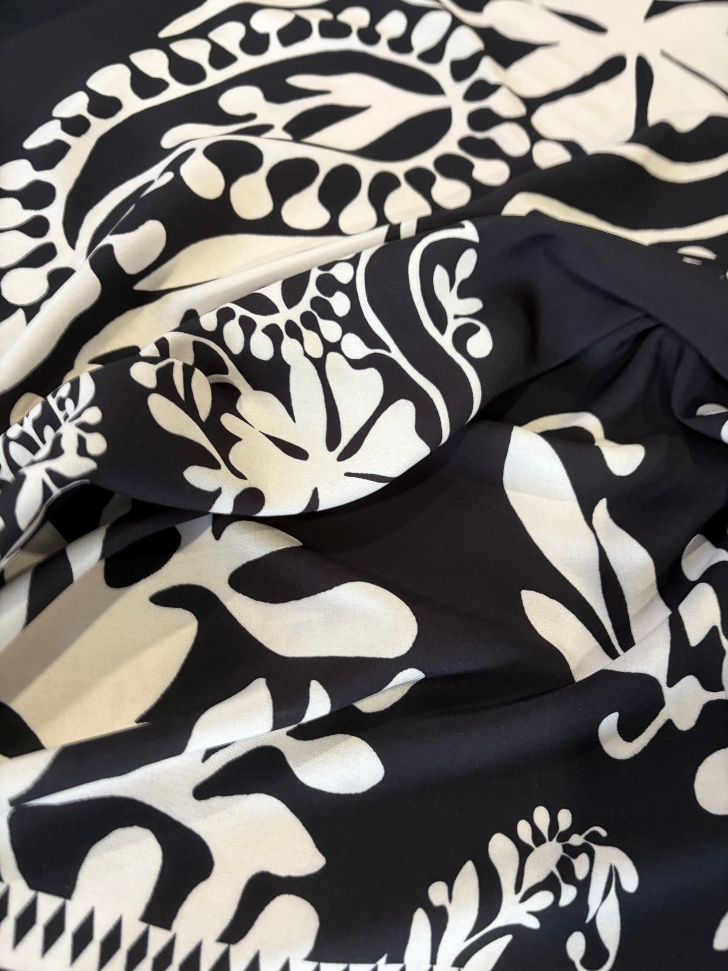KRUSTY 036 black floral double border viscose print