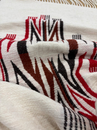 TASHA 010 heavy cotton/wool jacquard  with fringes