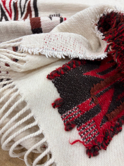 TASHA 010 heavy cotton/wool jacquard  with fringes