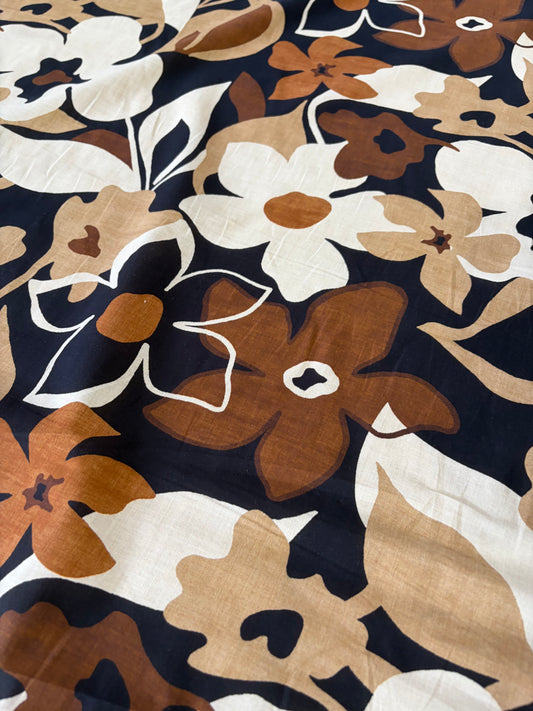 KRUSTY 038 brown/sand floral cotton voile print