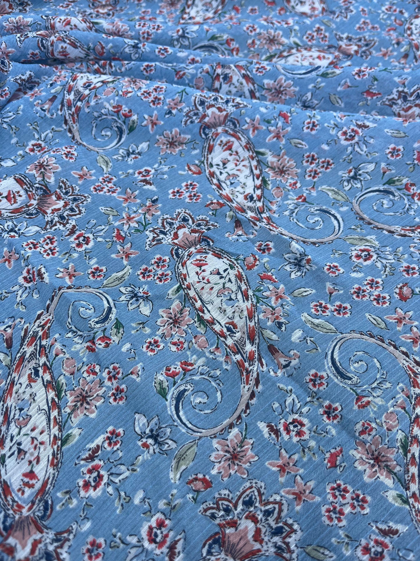 JUSTIN 015 crepon with romantic flower print light blue