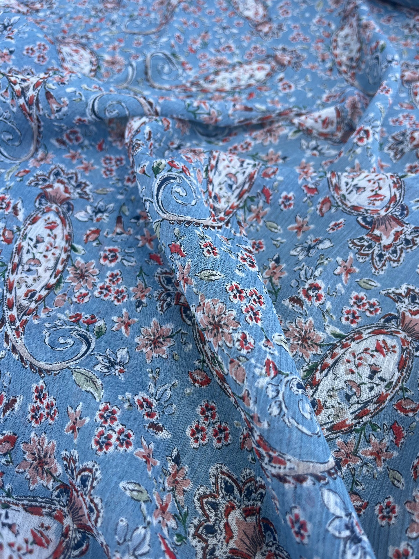 JUSTIN 015 crepon with romantic flower print light blue
