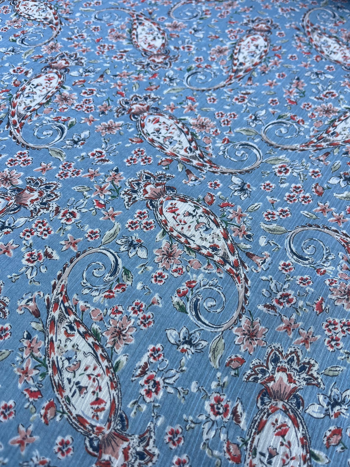 JUSTIN 015 crepon with romantic flower print light blue