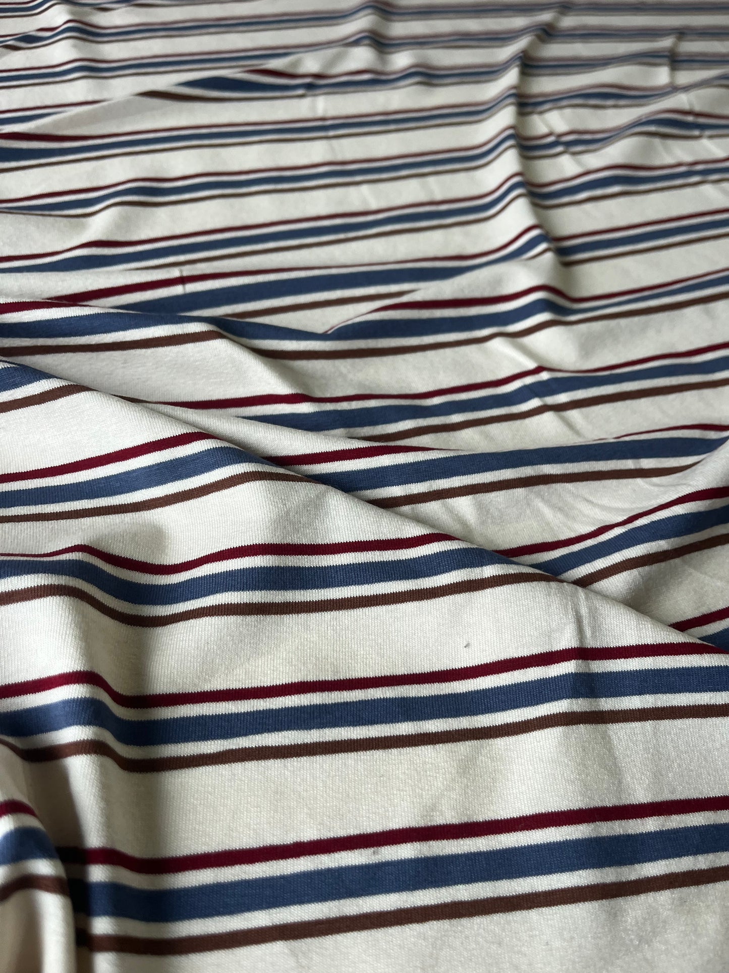 BLUE ZONE 006 cotton jersey stripes ecru/indigo/brown