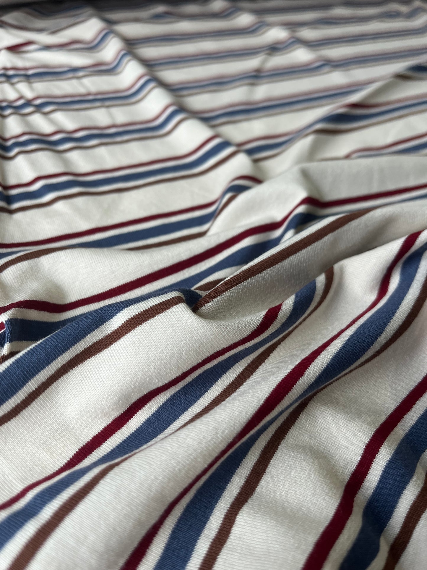 BLUE ZONE 006 cotton jersey stripes ecru/indigo/brown