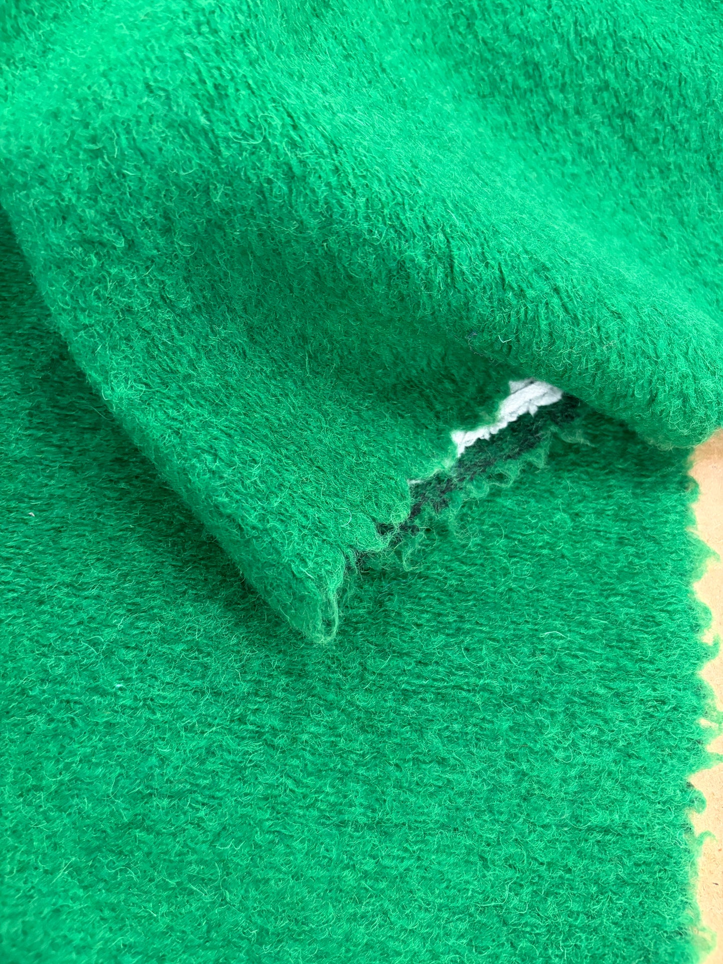 TASHA 020 grass green boiled wool with fused lining