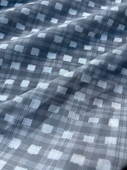 BURNS 003 grey checkered cotton voile print