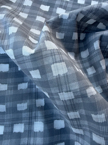 BURNS 003 grey checkered cotton voile print