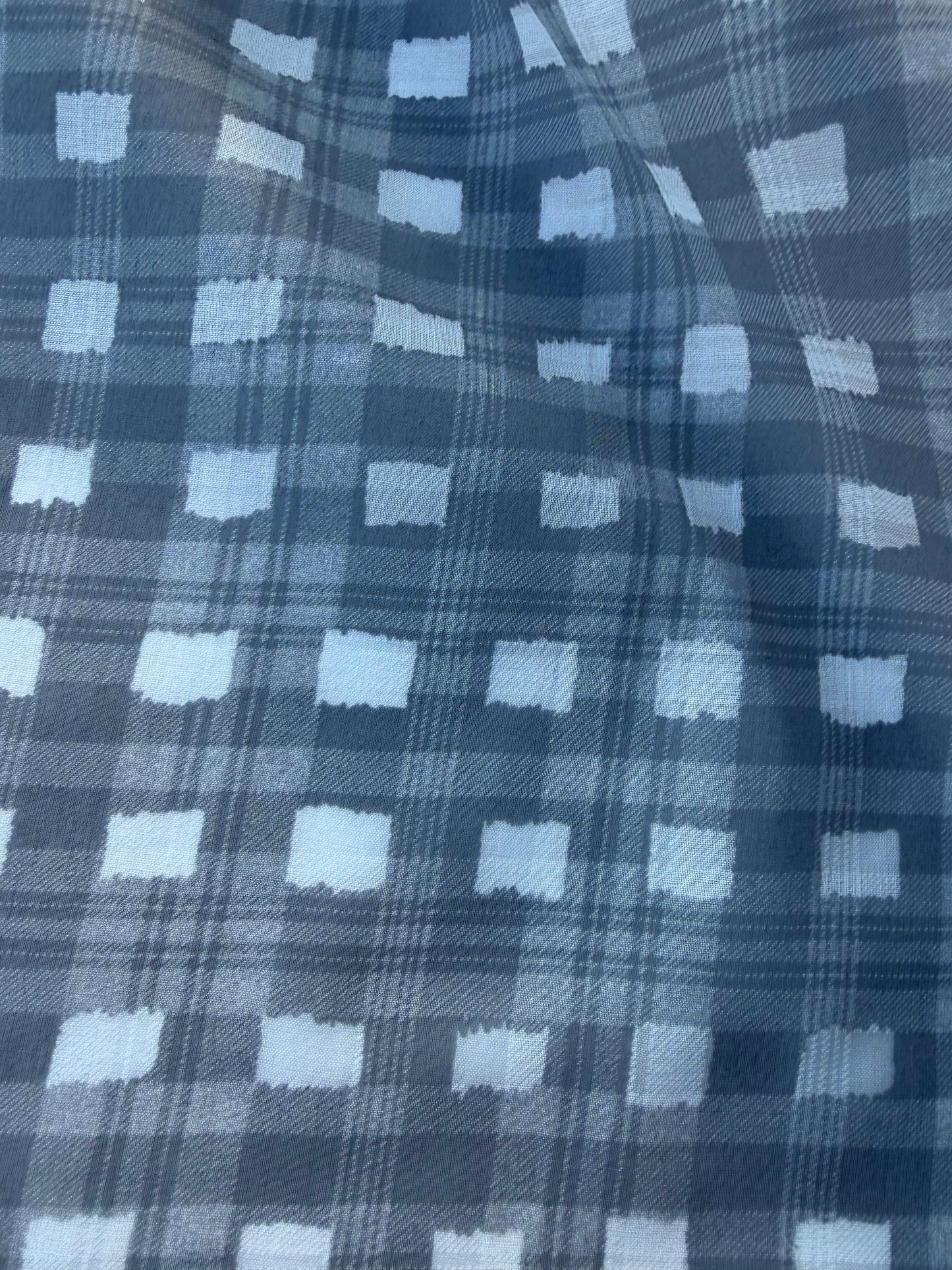 BURNS 003 grey checkered cotton voile print