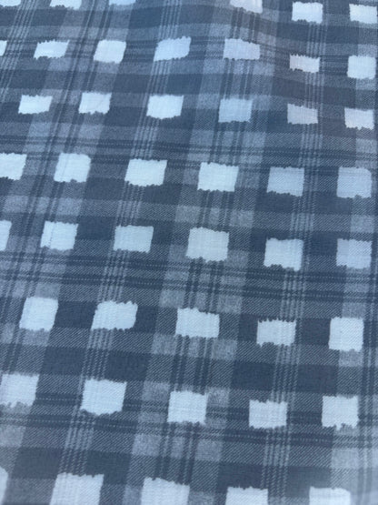 BURNS 003 grey checkered cotton voile print