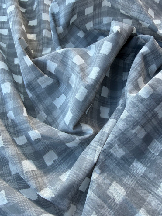 BURNS 003 grey checkered cotton voile print