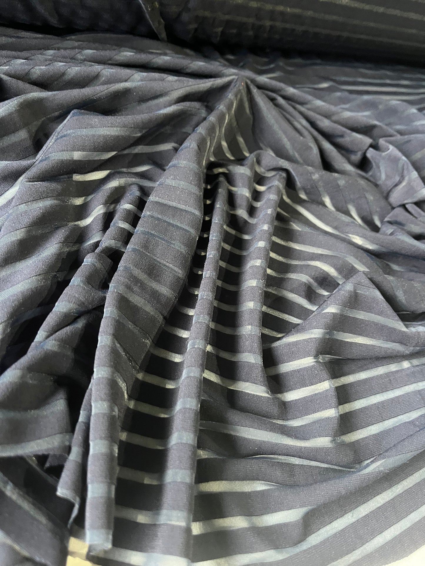 BLUE ZONE 016 fantasy jersey sheer stripes navy