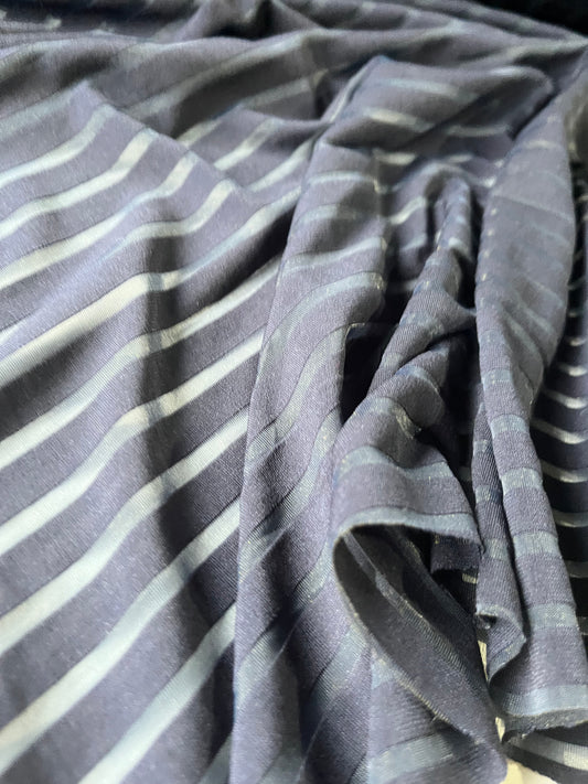 BLUE ZONE 016 fantasy jersey sheer stripes navy