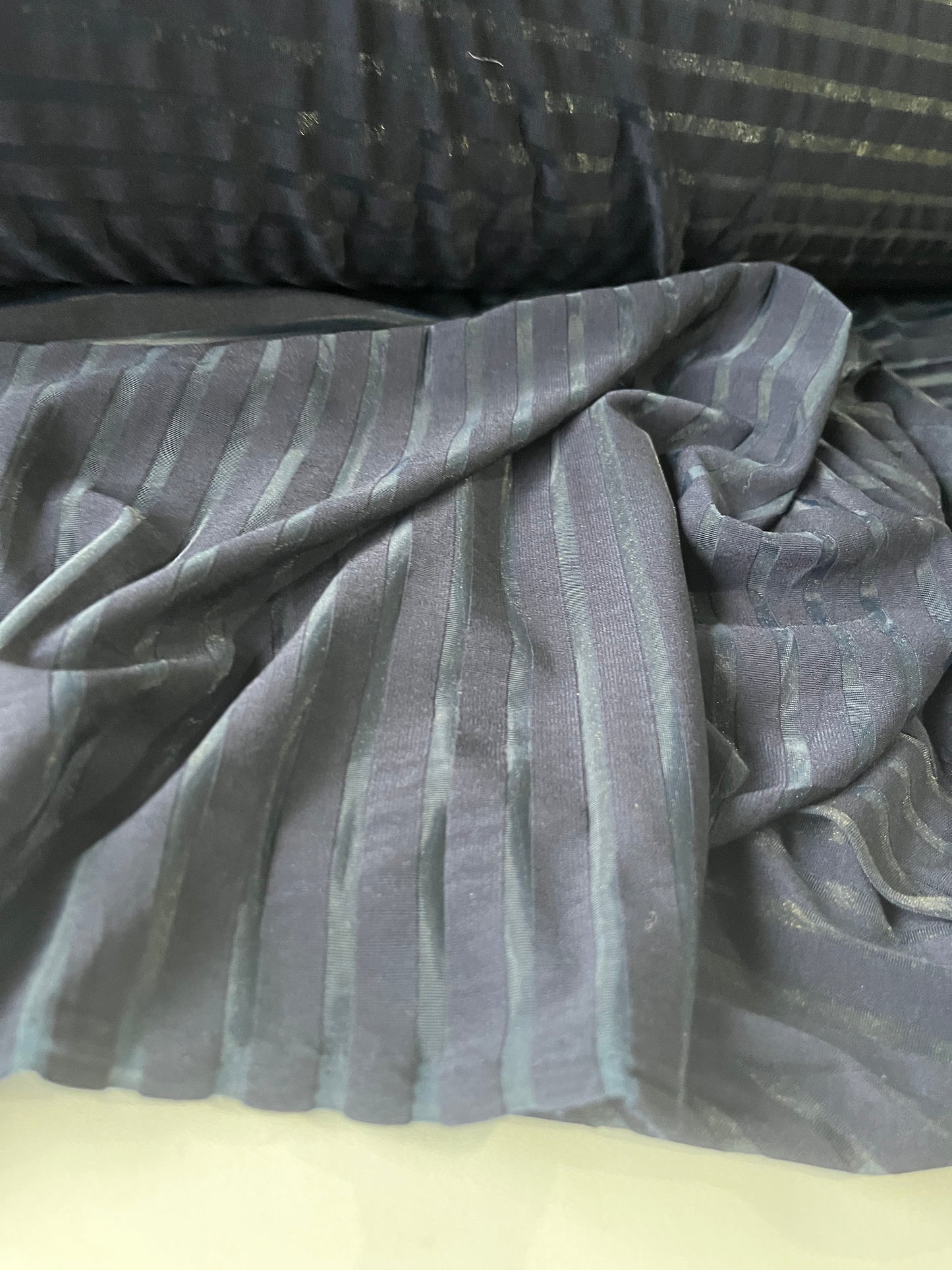 BLUE ZONE 016 fantasy jersey sheer stripes navy