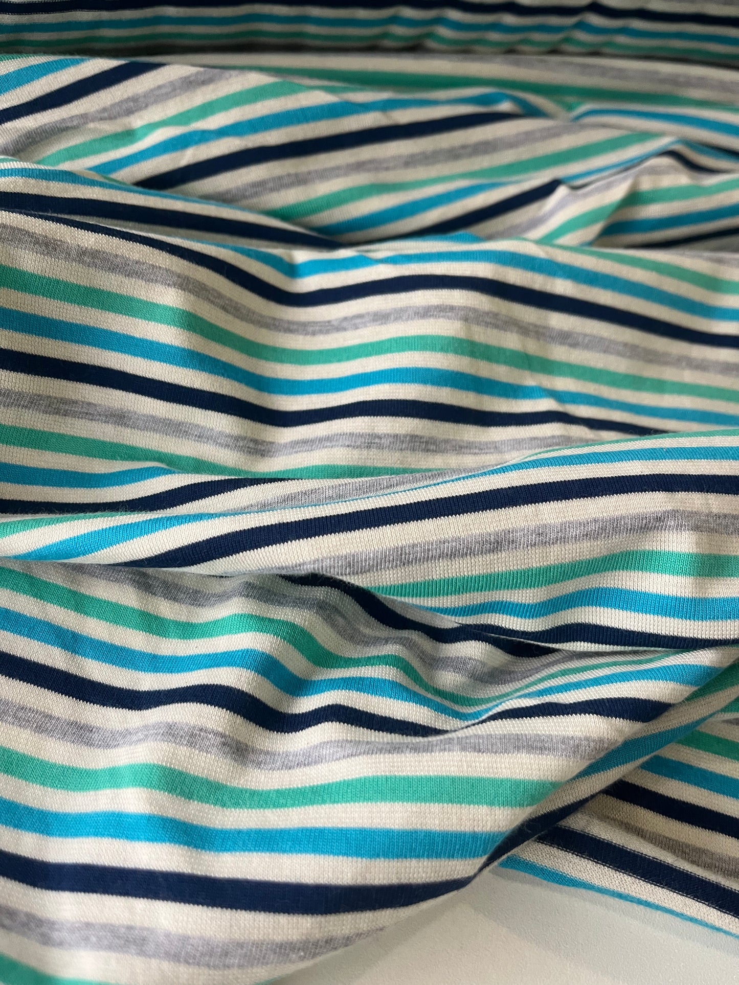 BLUE ZONE 017 cotton jersey stripes navy/turquoise/green